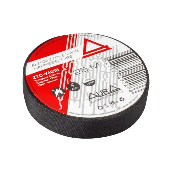 Изолента AurA ZTC-V425B 19mm x 25m, ВИСКОЗА, ЧЕРНАЯ в Энгельсе